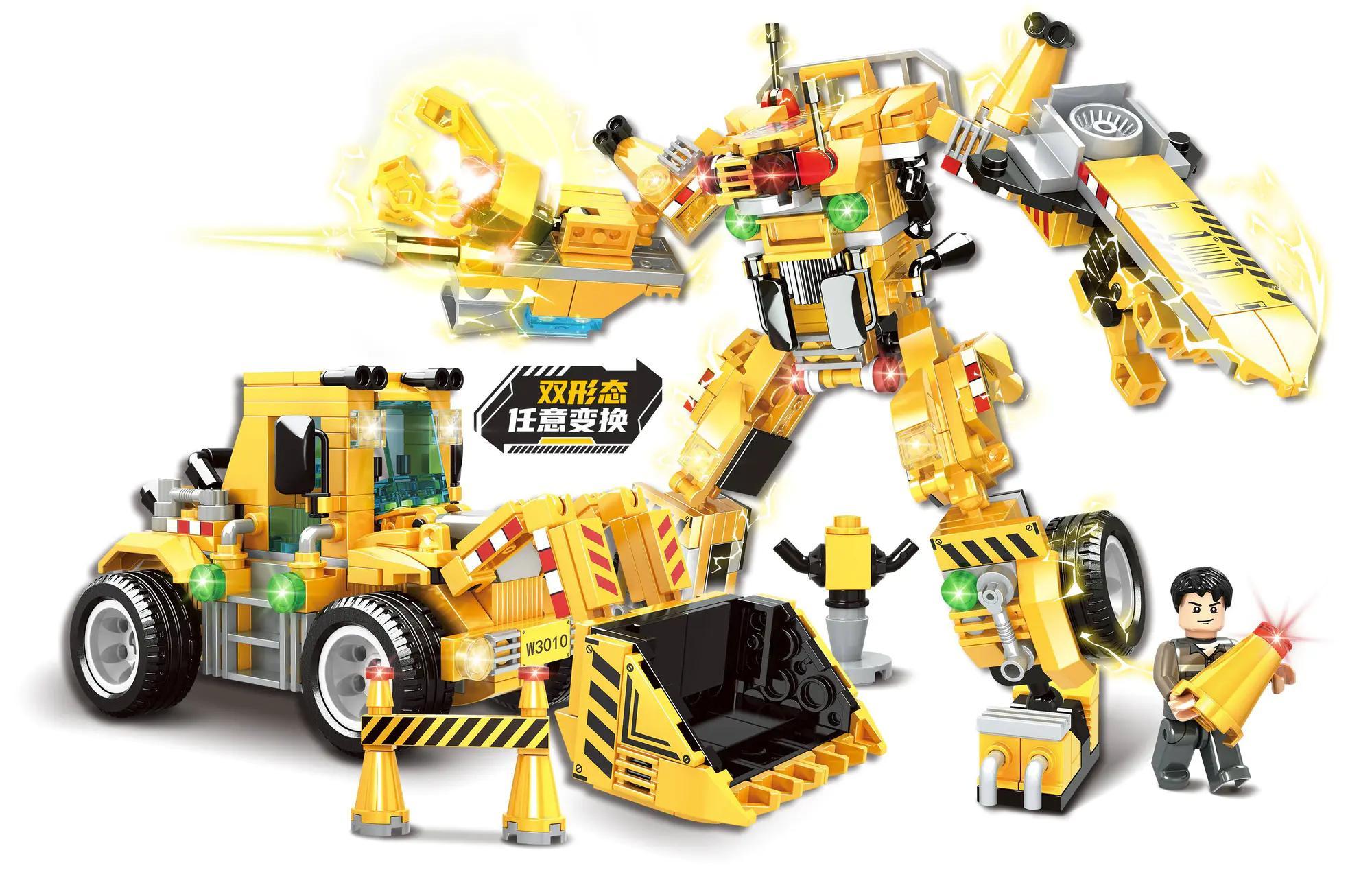 WOMA C3010 Xe Lu - Sức Mạnh Sắt, bộ đồ chơi robot biến hình 2 dạng, có đèn LED, 323 mảnh, cho bé trai 6 tuổi