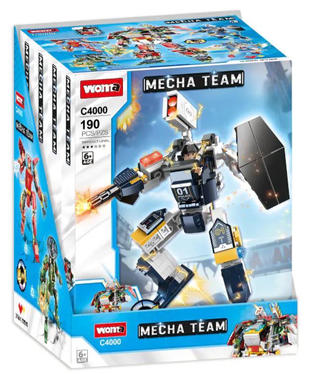 WOMA C4000 Mecha Team Bộ lắp ghép Robot chiến đấu 4 trong 1 cho bé trai 6 tuổi