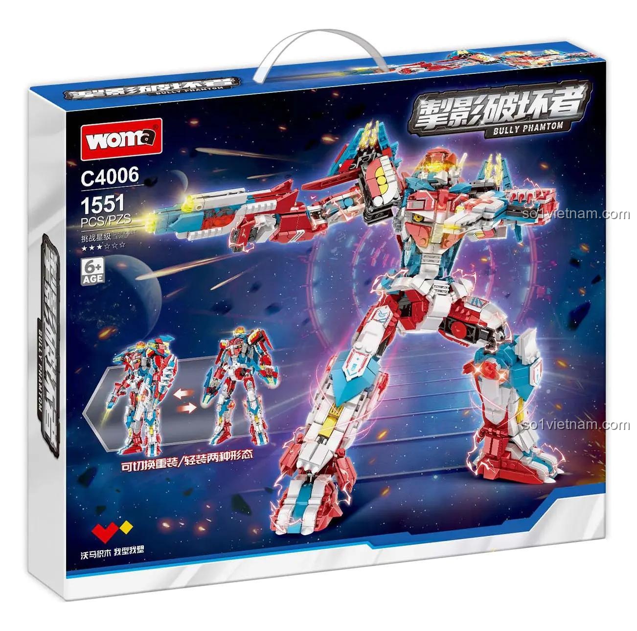 Hộp đồ chơi Người Máy Biến Hình WOMA C4006, bộ khối lắp ghép Robot Biến Hình, giá tiết kiệm cho con trai 6 tuổi.