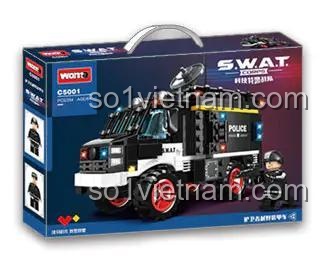 Hộp đựng bộ đồ chơi lắp ghép Xe Cảnh Sát Đặc Nhiệm SWAT WOMA C5001