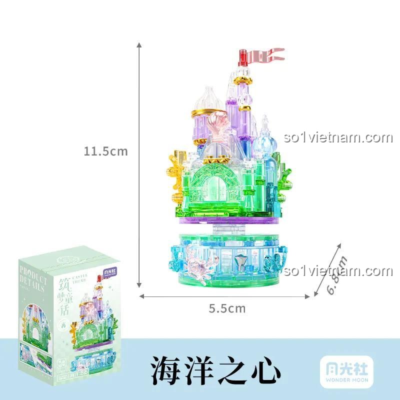 Đồ chơi mô hình Wonder Hoon 802070 Lâu đài Đại dương với kích thước chi tiết, hộp sản phẩm, dành cho con gái 14 tuổi, chất lượng cao.