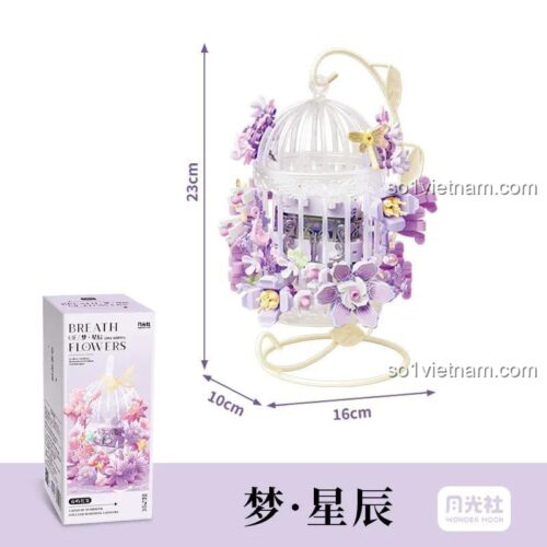 Hộp bộ lắp ghép Lồng Hoa Mộng Tinh Thần Wonder Hoon 804425, thể hiện kích thước mô hình 10x16x23cm, phù hợp bé gái 12 tuổi, giá tiết kiệm.
