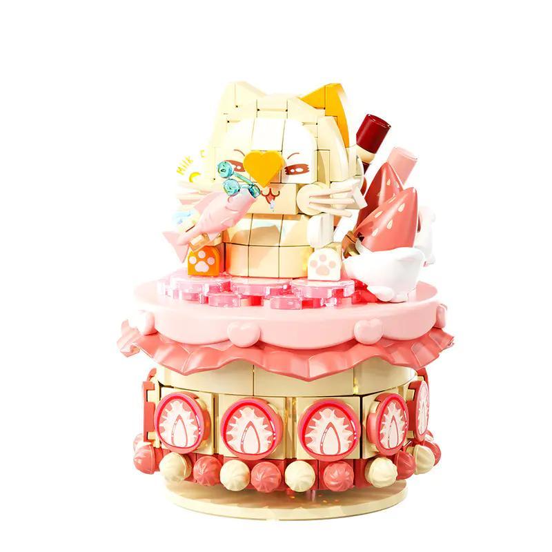 Bộ lắp ghép Wonder Moon 802028 Bánh Kem Mèo Con Dâu Sữa. Đồ chơi mô hình mini block siêu dễ thương cho bé gái 12 tuổi, giá rẻ.