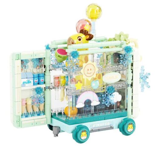 Toàn cảnh bộ lắp ghép xe lửa chở hàng "Nguyệt Quang Lộc" Wonder Moon 802038, màu sắc pastel, chi tiết dễ thương, phù hợp cho bé gái 14 tuổi, đồ chơi sáng tạo, giá tốt