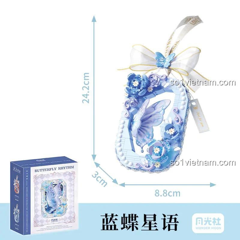 Ảnh mặt trước của bộ lắp ghép nghệ thuật Vật trang trí treo tường Bướm Xanh Wonder Moon 802084, món quà tinh tế cho con gái 14 tuổi.