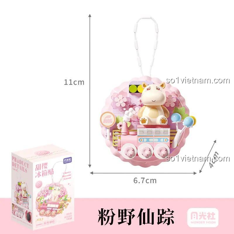 đồ chơi mô hình Wonder Moon 802801, kích thước mô hình nam châm tủ lạnh hà mã, hộp sản phẩm, đồ chơi lắp ráp cho con gái 14 tuổi
