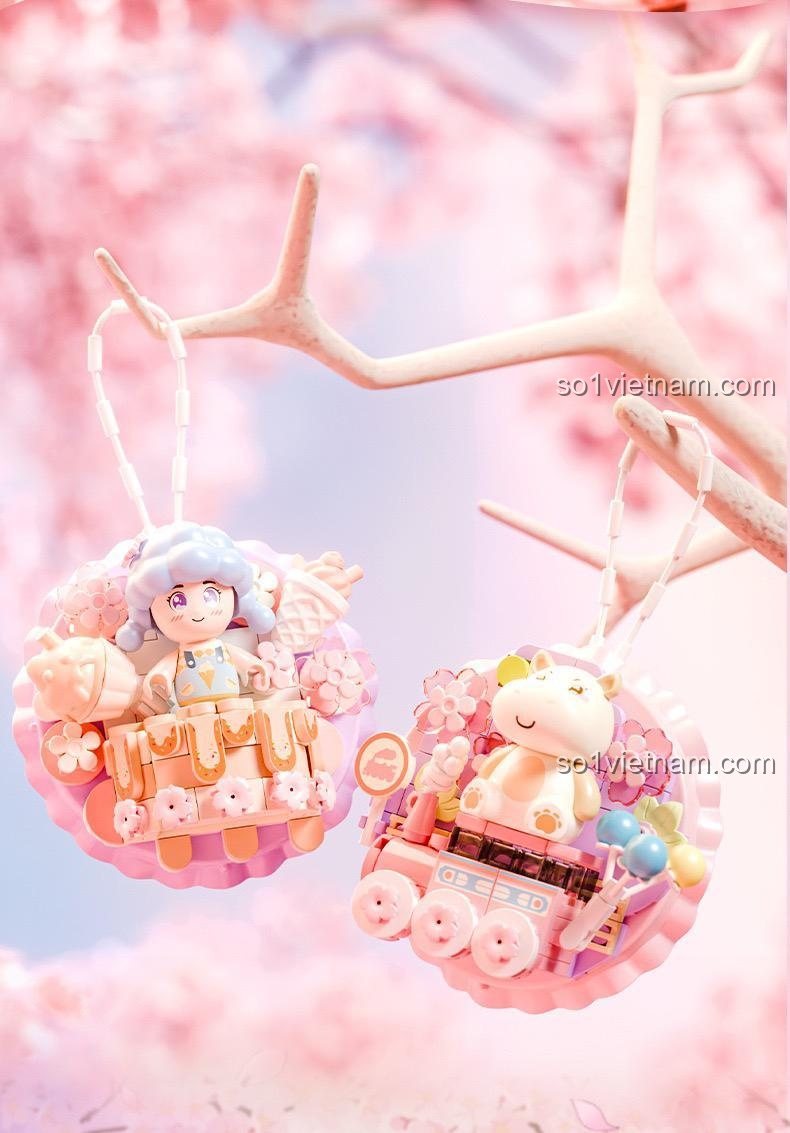 Nam châm tủ lạnh hoa anh đào Wonder Moon 802804 được treo trang trí, đồ chơi xây dựng Nam châm tủ lạnh Xuân Anh Đào Nở Rộ, đáng tiền cho con gái 14 tuổi.