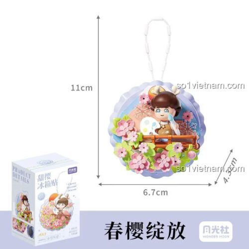Kích thước mô hình hoa anh đào Wonder Moon 802804 và hộp sản phẩm, đồ chơi mô hình 802804 mini block cho con gái 14 tuổi, giá tiết kiệm.