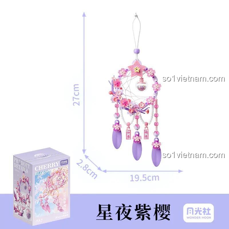 Kích thước chi tiết của đồ chơi trang trí Dreamcatcher Hoa Anh Đào Wonder Moon 802823, món quà ý nghĩa cho bé gái.
