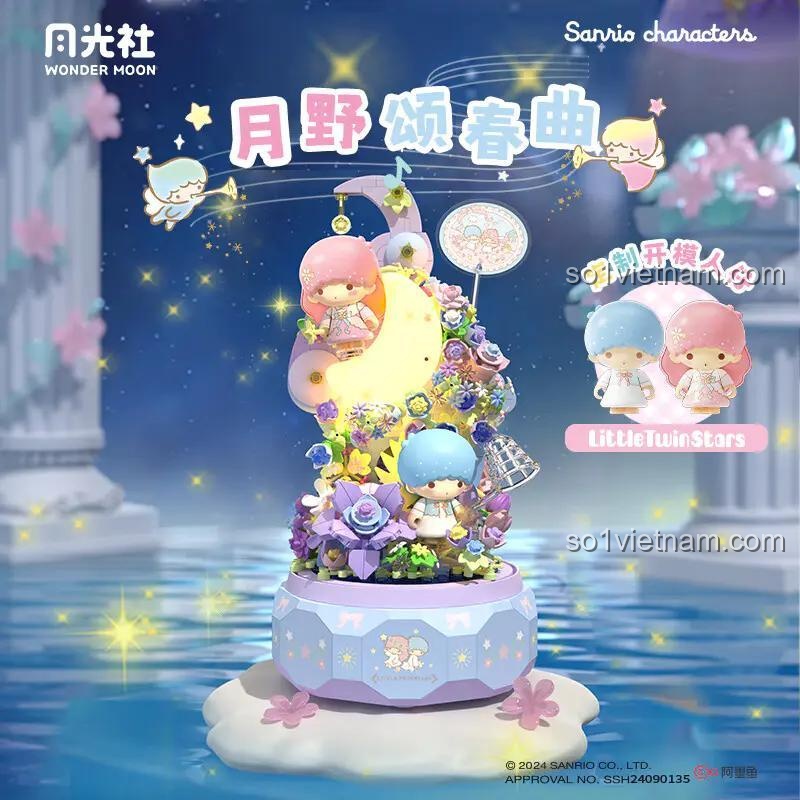 Đồ chơi mô hình 803302 Hộp nhạc Khúc Ca Xuân Dưới Trăng, thiết kế Sanrio đáng yêu, quà tặng con gái 14 tuổi.