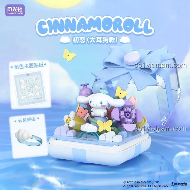 Nhẫn lắp ráp Cinnamoroll Wonder Moon 803303 màu xanh da trời dễ thương.