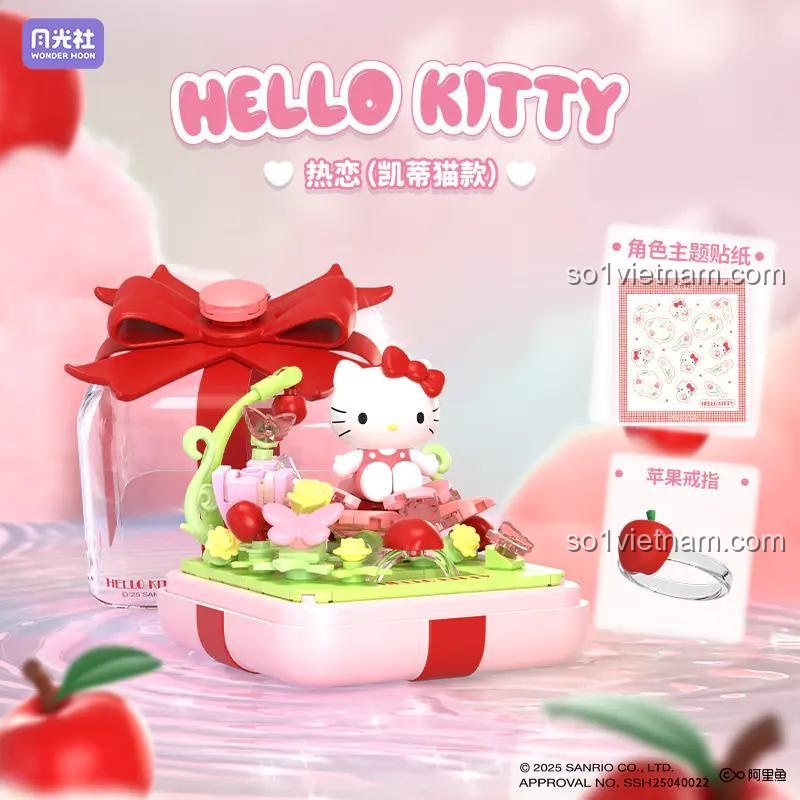 Cận cảnh bộ lắp ghép Nhẫn Hello Kitty Wonder Moon 803303, màu hồng đáng yêu, giá tốt.