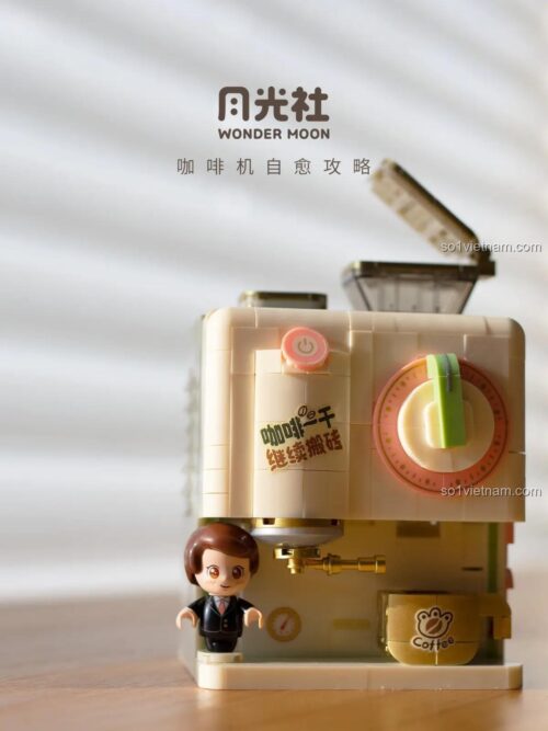 Hình ảnh cận cảnh đồ chơi mô hình Wonder Moon 804004, mô phỏng máy pha cà phê với màu sắc pastel ngọt ngào.