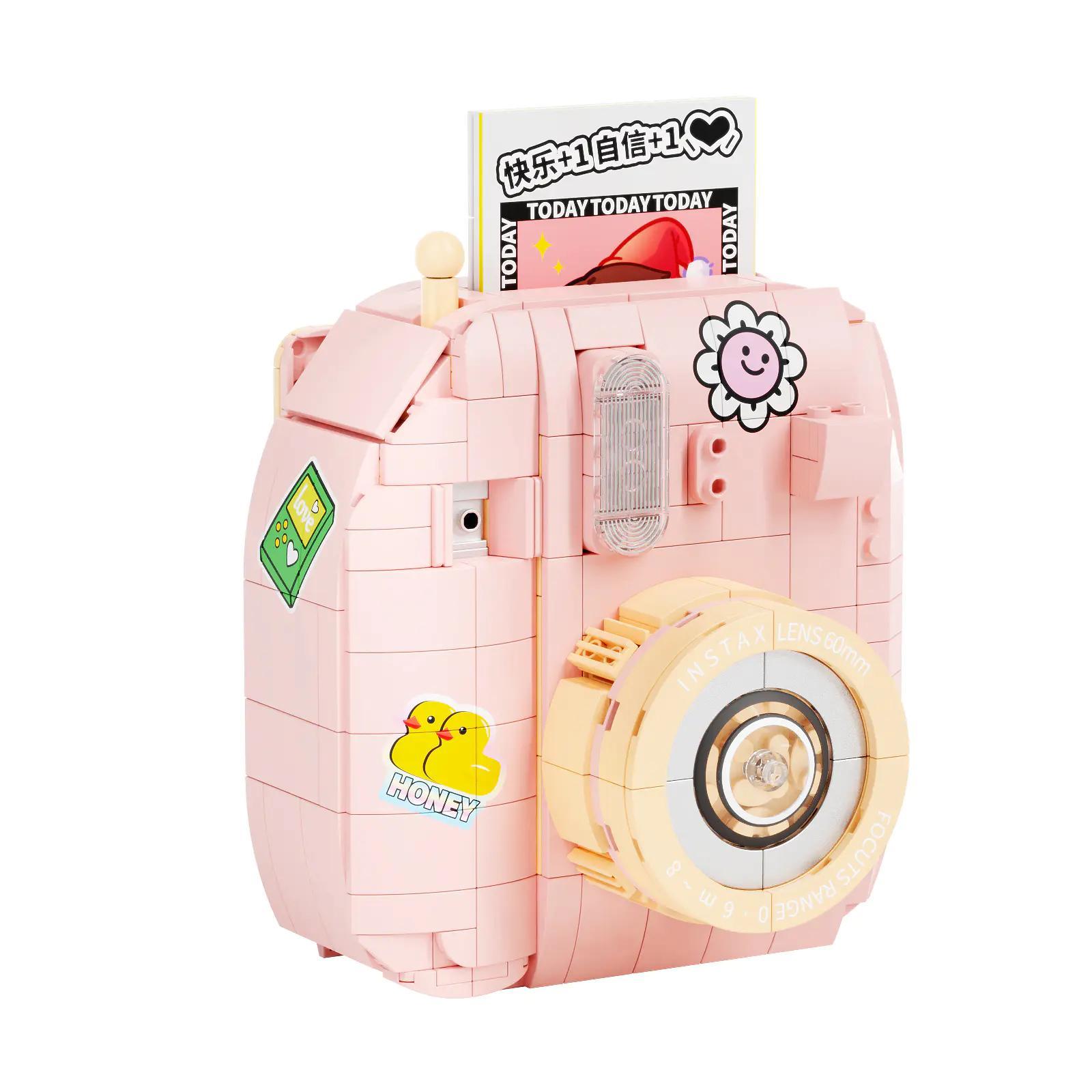 Bộ lắp ghép Máy ảnh chụp lấy ngay màu hồng Wonder Moon 804005, đồ chơi mô hình sáng tạo cho con gái 14 tuổi, giá rẻ.