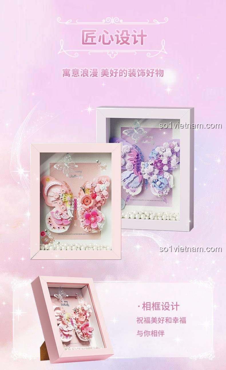Wonder Moon 804232 Khung Ảnh Bướm "Tinh Nguyệt Bướm" Thiết kế sáng tạo, Ý tưởng thiết kế, Khung ảnh trang trí, Mô hình bướm nghệ thuật, Màu hồng, Tím, Vàng, Độ tuổi 14+