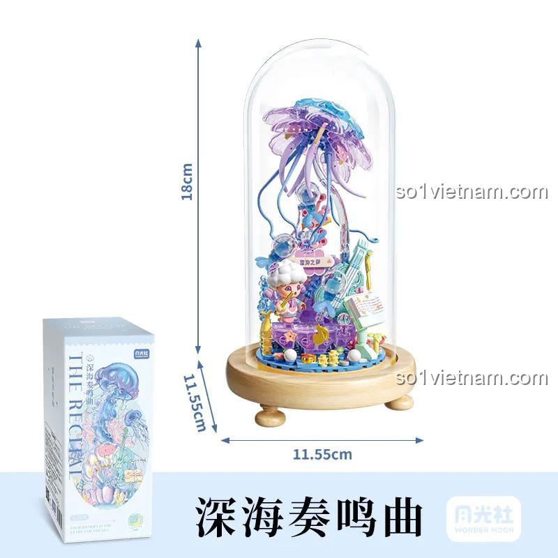 Kích thước chi tiết của đồ chơi mô hình Wonder Moon 804238 và hộp sản phẩm. Mô hình cao 18cm, rộng 11.55cm. Món quà giá tốt cho bé gái.