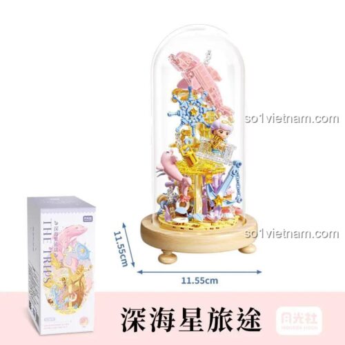 Kích thước mô hình và hộp của bộ đồ chơi trang trí Wonder Moon 804239 The Trips, món quà ý nghĩa cho bé gái.