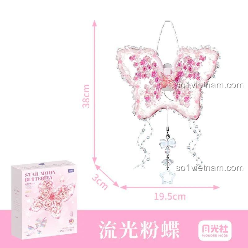 Đồ chơi mô hình Wonder Moon 804248 Đèn Ngủ Bướm Sao Trăng đèn LED bướm hồng, kích thước 19.5x3x38cm, hộp 22.5x18x6cm, chất lượng cao cho bé gái 8 tuổi.