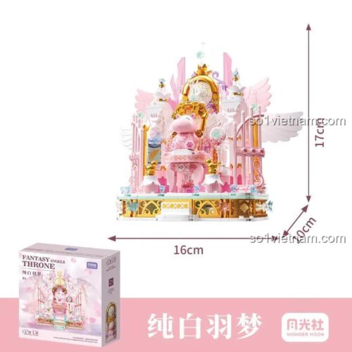 Kích thước mô hình và hộp của Ghế Thiên Thần "Fantasy Throne" (804257) - Bộ lắp ghép trang trí bàn học, màu hồng, trắng, vàng, 17x16x9.3cm