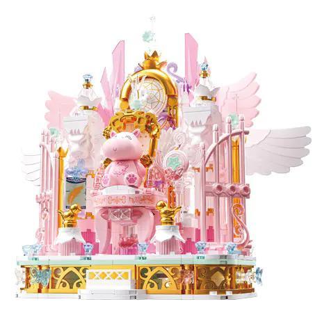 Ghế Thiên Thần "Fantasy Throne" (804257) - Bộ lắp ghép mô hình trang trí bàn làm việc, màu hồng, trắng, vàng, có giá đỡ điện thoại, độ tuổi 14+