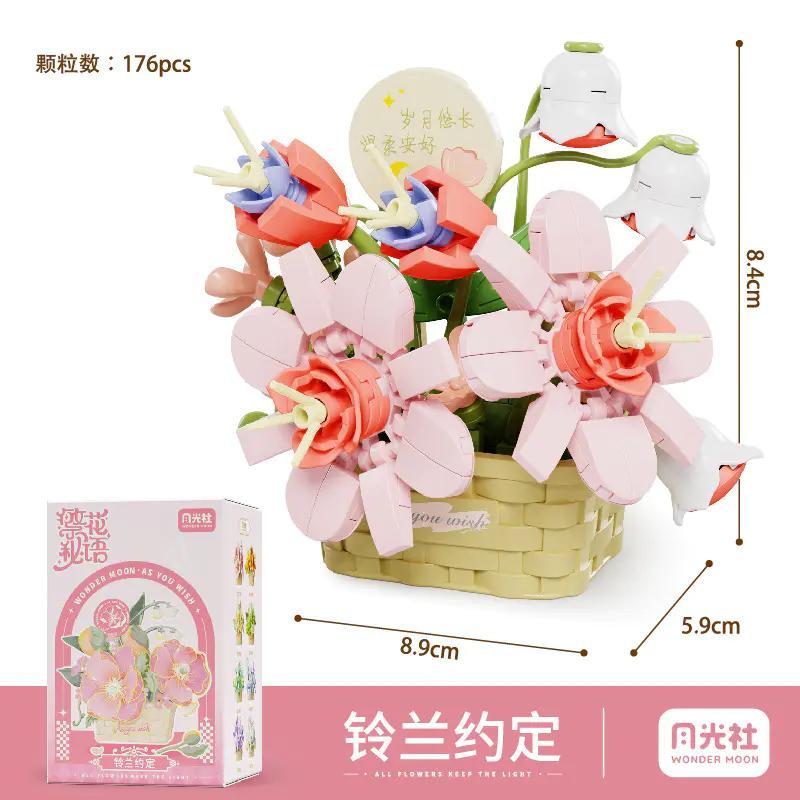 Bộ lắp ghép hoa Linh Lan Hẹn Ước Wonder Moon 804409 176 mảnh ghép, mô hình hoa mini block tinh tế cho bé gái 8 tuổi, giá tốt