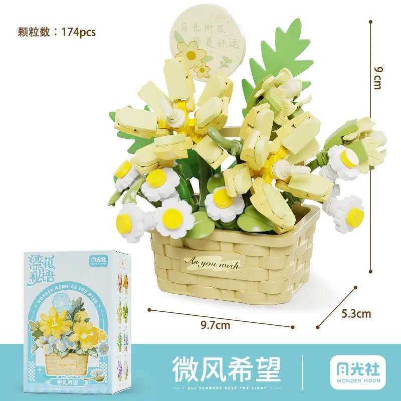 Bộ lắp ghép Bình hoa cúc họa mi Wonder Moon 804411 giá rẻ, mô hình hoa cúc mini 174 chi tiết cho bé gái 12 tuổi, đồ chơi xếp hình trang trí nhà cửa.