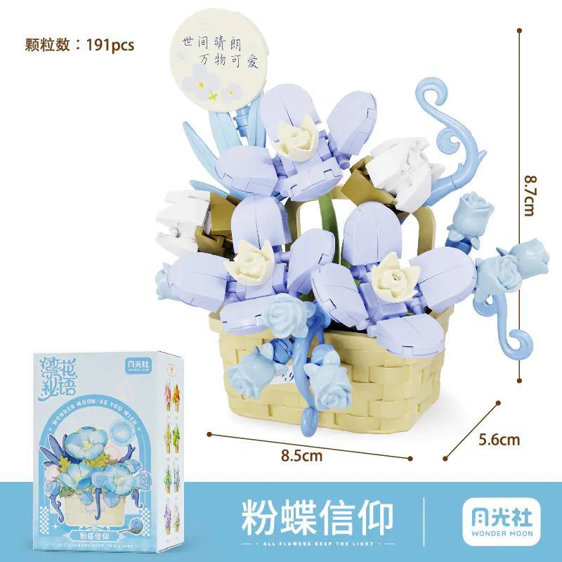 Bộ lắp ghép Bó hoa bướm phấn Wonder Moon 804414, đồ chơi mô hình tinh xảo cho bé gái 8 tuổi, giá tốt