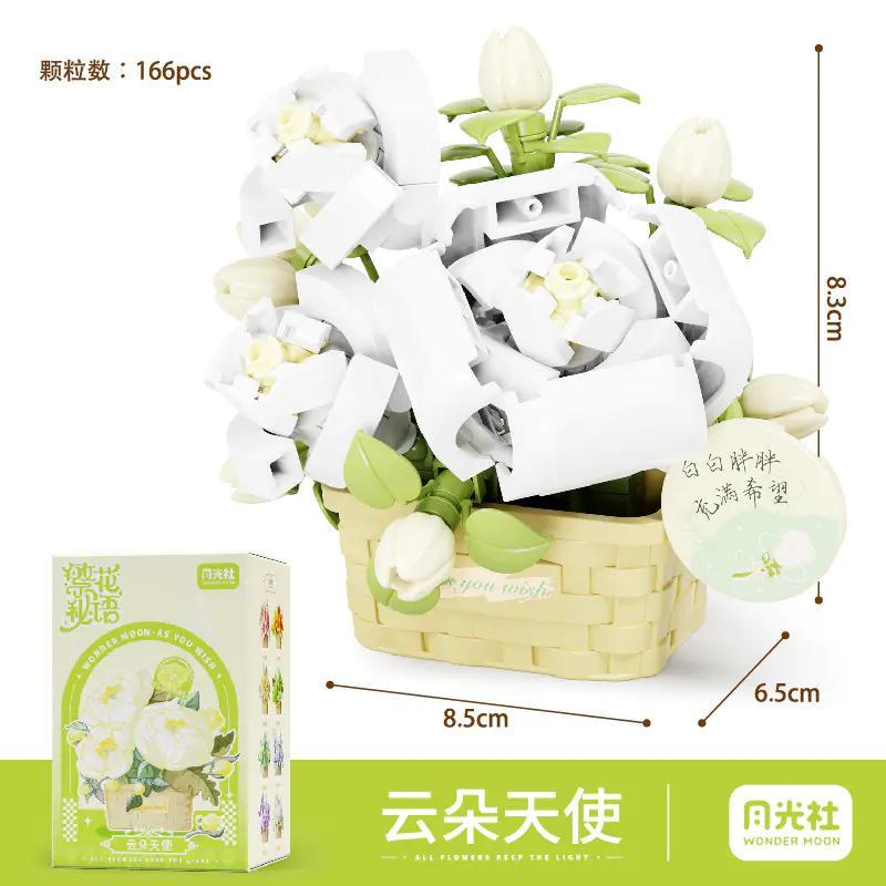 Wonder Moon 804416 bộ lắp ghép Bó Hoa Thiên Thần Mây, đồ chơi mô hình hoa xếp hình tinh xảo cho bé gái 12 tuổi, giá tốt
