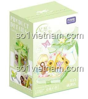 Wonder Moon 804422 Hộp nhẫn ước nguyện, hộp đựng sản phẩm, bộ lắp ghép đồ chơi mô hình cho bé gái 6 tuổi, có nhẫn đi kèm, hộp trong suốt, màu xanh lá, trắng, vàng, giá tốt