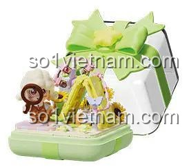 Wonder Moon 804422 Hộp nhẫn ước nguyện, mô hình lắp ghép, bộ lắp ghép đồ chơi mô hình cho bé gái 6 tuổi, có nhẫn đi kèm, hộp trong suốt, màu xanh lá, trắng, vàng, giá tốt