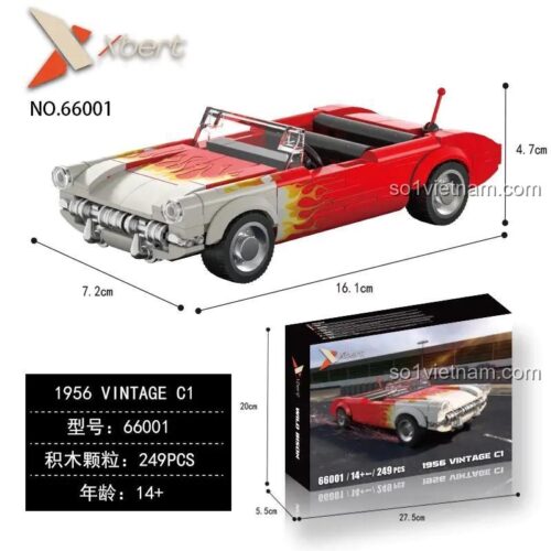 Hộp bộ đồ chơi Xbert66001 Xe Cổ Điển 1956 Vintage C1, mô hình xe hơi cổ điển 249 mảnh, cho con trai 14 tuổi, giá tiết kiệm