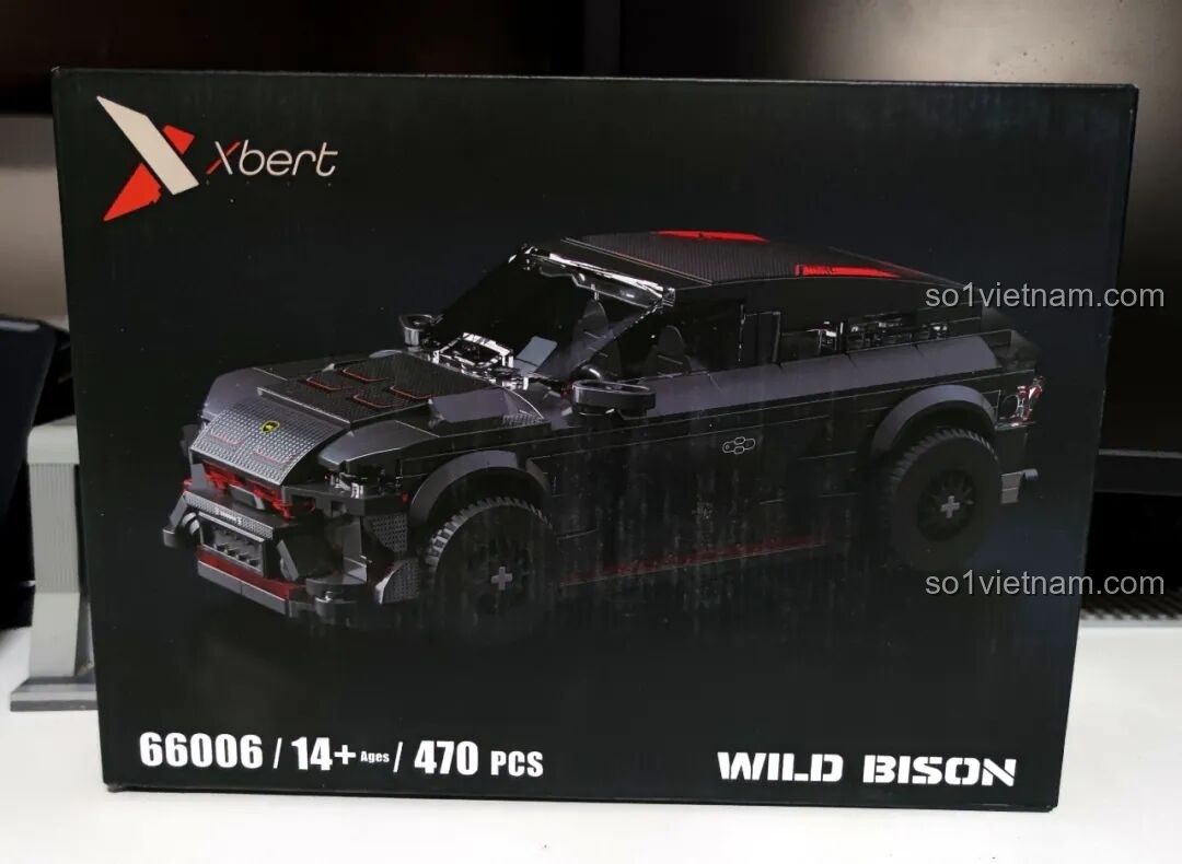 Hộp sản phẩm đồ chơi lắp ráp Xbert 66006 WILD BISON màu đen với hình ảnh xe SUV địa hình mạnh mẽ.