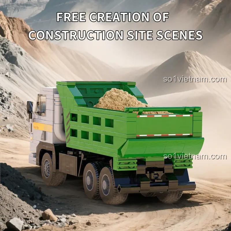Bộ lắp ráp Xbert 66029 xe chở đất đá công trình, thiết kế chân thực, phù hợp cho thanh niên.