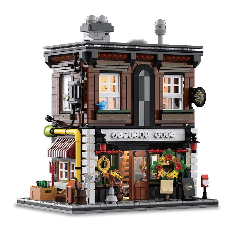 Toàn cảnh bộ lắp ghép Mô hình Cửa Hàng Đồ Cổ Xbert 66055 với kiến trúc hoài cổ, phù hợp cho thanh niên 14 tuổi.