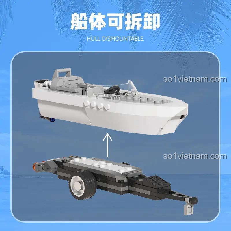 Bộ lắp ghép Xe Tải Chở Thuyền Máy Xbert 66115 với thuyền có thể tháo rời, đồ chơi xây dựng xe tải chở thuyền máy tương thích LEGO®, cho bé trai 14 tuổi, giá tốt