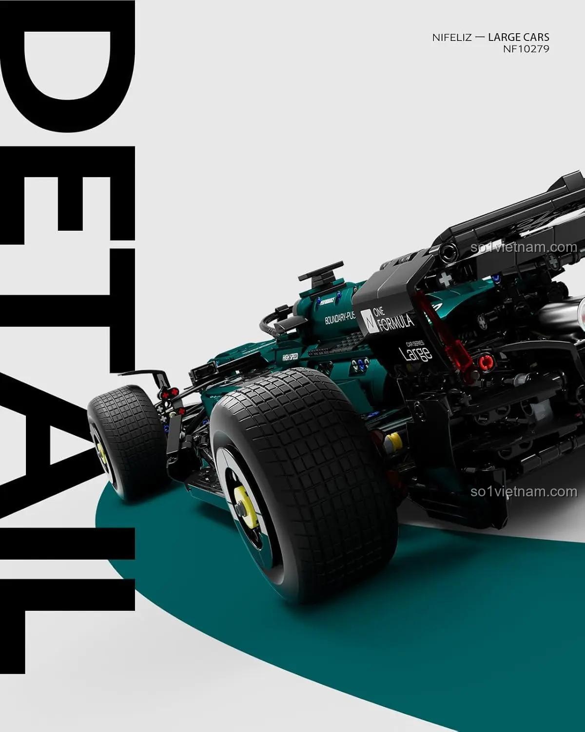 Xe đua F1 Aston Martin AMR24 Nifeliz NF10279 nhìn từ phía sau, bộ lắp ghép xe F1 Aston Martin AMR24, đồ chơi mô hình xe đua công thức 1 cho bé trai 16 tuổi, xe F1 Aston Martin AMR24 giá tốt