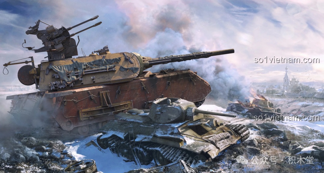 Hình ảnh xe tăng Maus 12GO 98002 trong bối cảnh chiến trường game World of Tanks, gợi cảm hứng cho bộ lắp ráp.