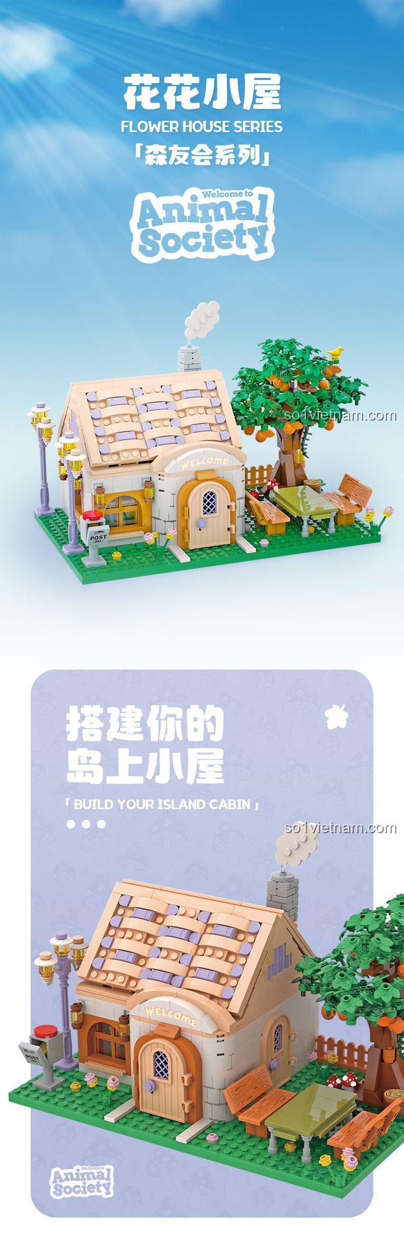 Cảnh quan bộ lắp ghép Ngôi nhà Họa Mi Animal Society JD036 Xiao Jiao Du