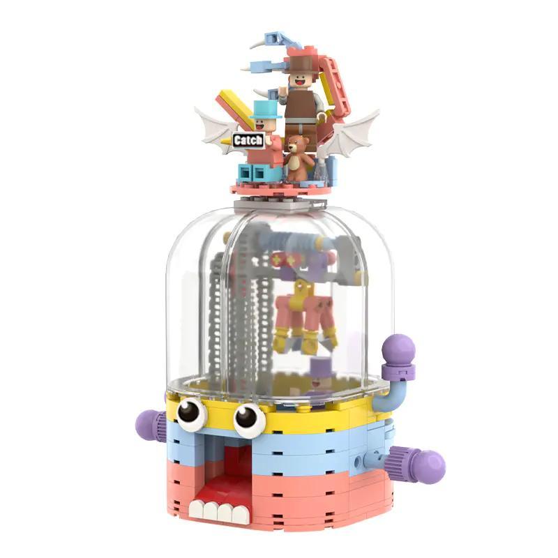 bộ đồ chơi Máy Gắp Thú Đầu To Xiaoholichuangke, đồ chơi lắp ráp Máy Gắp Gấu Bông Quái Vật, mô hình sảnh game quái vật vui nhộn cho bé 6 tuổi, giá tốt