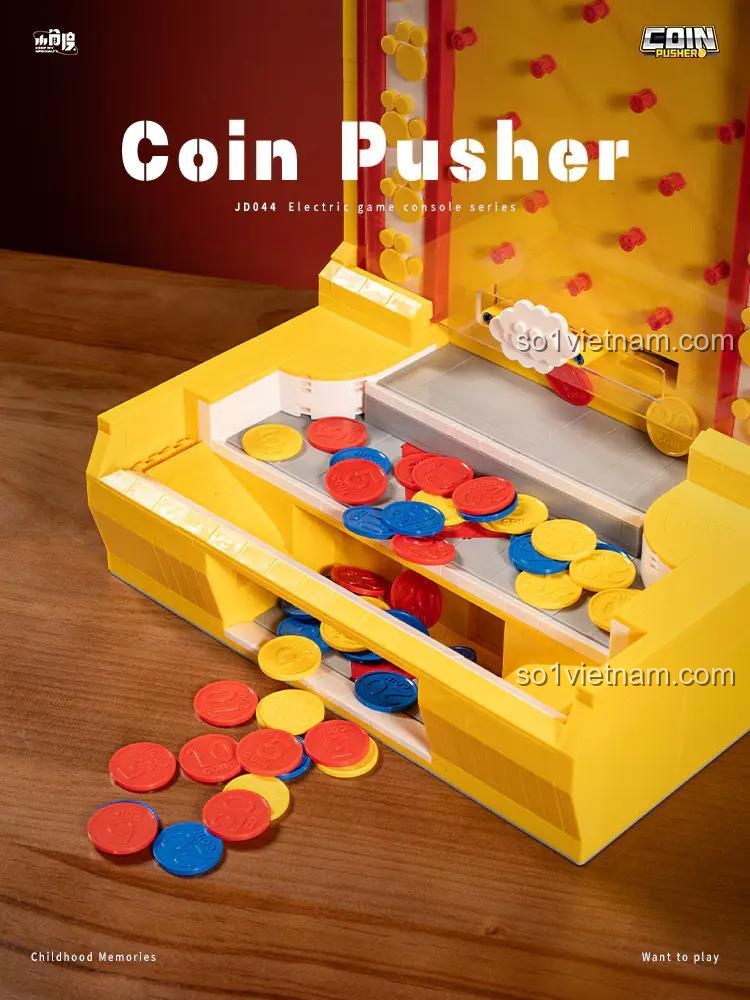 Chi tiết đáy Máy Đẩy Xu Điện Tử 小角度 JD044, bộ đồ chơi máy game thùng, đồ chơi giáo dục cho bé trai 14 tuổi, giá tốt