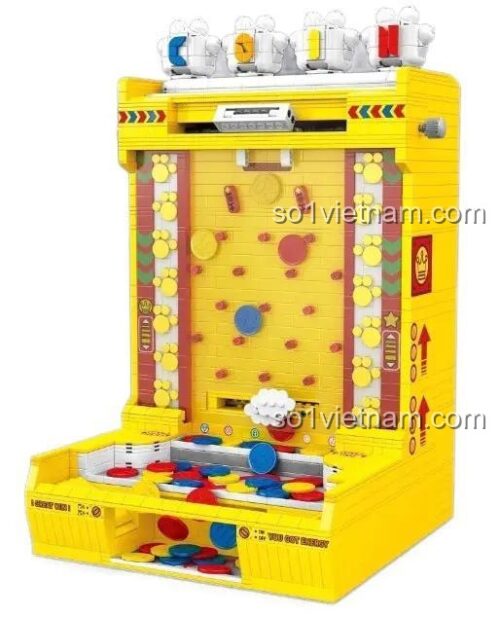 Máy Đẩy Xu Điện Tử 小角度 JD044 nhìn từ phía trước, bộ lắp ghép máy game thùng, đồ chơi sáng tạo cho bé trai 14 tuổi, giá tốt