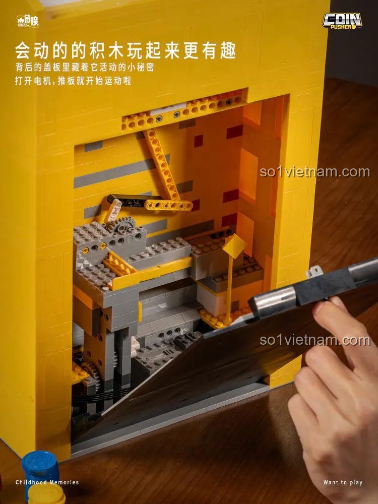 Hành động chơi Máy Đẩy Xu Điện Tử 小角度 JD044, bộ lắp ghép máy game thùng, đồ chơi giáo dục cho bé trai 14 tuổi, giá tốt