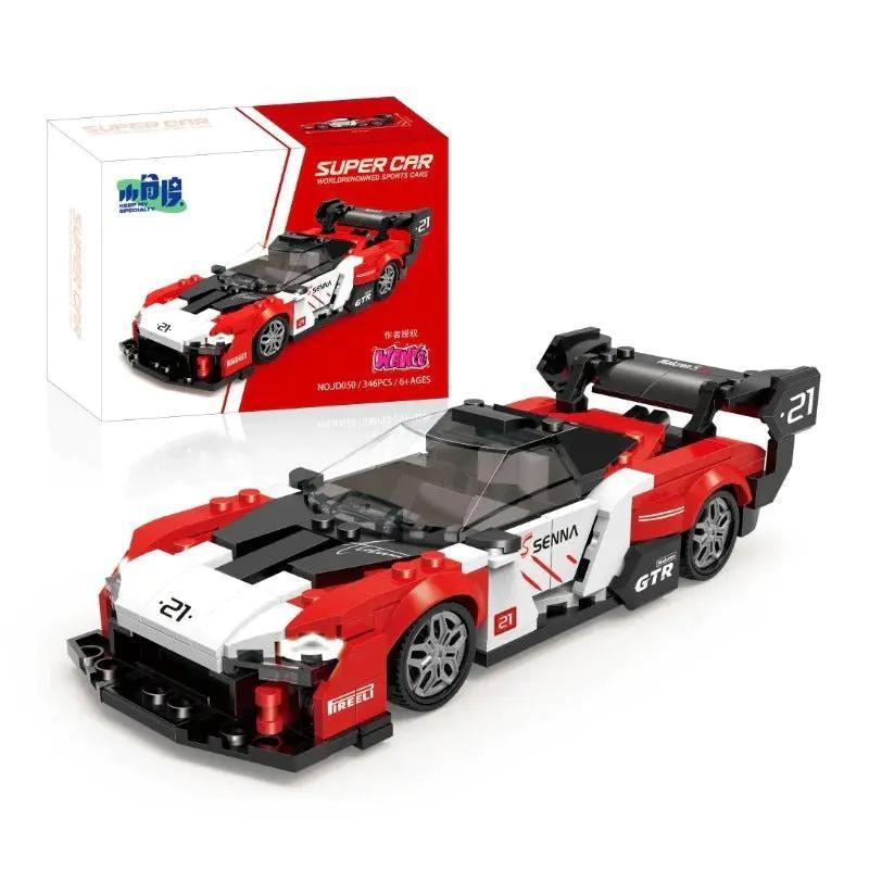 Hộp sản phẩm bộ lắp ghép 小角度 JD050 Siêu xe McLaren GT, 346 mảnh, cho bé 6 tuổi, màu đỏ trắng đen, tốc độ đỉnh cao, tặng kèm 4 bánh xe dự phòng