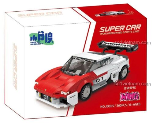 Hộp sản phẩm bộ lắp ghép xe đua Porsche Mission R màu đỏ trắng, 360 chi tiết, độ tuổi 6+, phù hợp cho bé trai, giá tốt, chất lượng cao, thiết kế khí động học