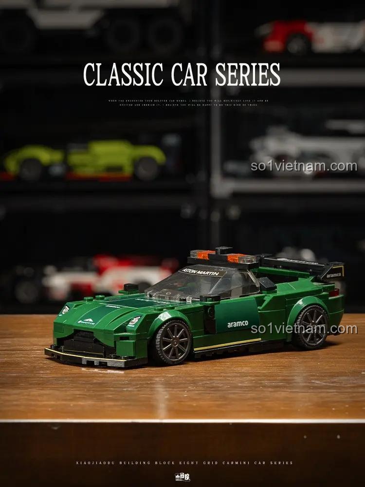 Mô hình xe đua Aston Martin JD059 lắp ráp, bộ lắp ghép xe hơi cho bé trai 6 tuổi, 348 chi tiết, tốc độ đỉnh cao