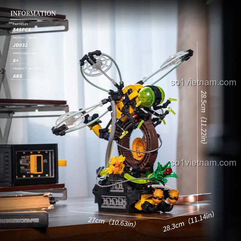 Kích thước mô hình Cơ khí Chuồn Chuồn 小角度 JD032, 28.3x27x28.5 cm, 499 chi tiết, phù hợp cho bé trai 6 tuổi, giá tốt