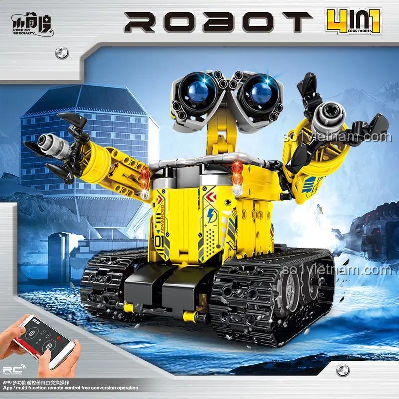 Mô hình Robot WALL-E 4 trong 1 XiaoJiaoDu JD043, đồ chơi STEM điều khiển từ xa cho con trai