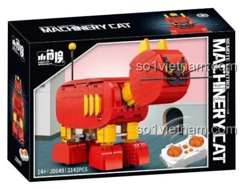 Hộp đựng bộ đồ chơi Máy Móc Mèo JD049 Điều khiển từ xa Tương Thích LEGO Lắp Ráp 2143 mảnh Đỏ Vàng cho bé 14 tuổi
