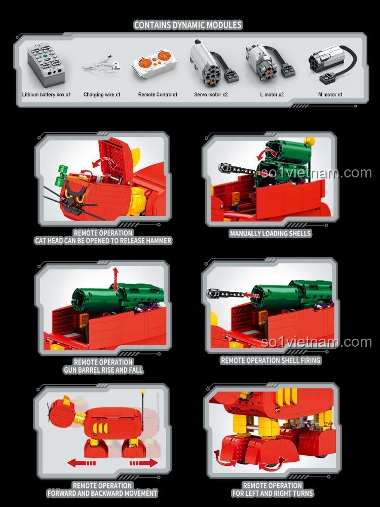 Thiết kế bộ đồ chơi Máy Móc Mèo JD049 Điều khiển từ xa Tương Thích LEGO Lắp Ráp 2143 mảnh Đỏ Vàng cho bé 14 tuổi