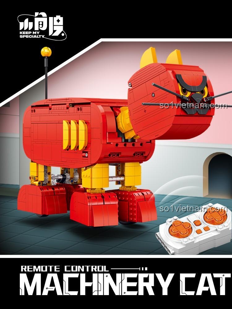 Bộ đồ chơi Máy Móc Mèo JD049 Điều khiển từ xa Tương Thích LEGO Lắp Ráp 2143 mảnh Đỏ Vàng cho bé 14 tuổi